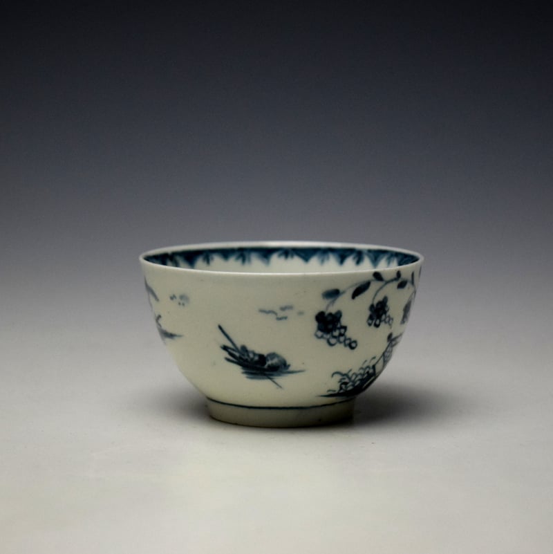 Lowestoft Trellis Fence and Pagoda Pattern Teabowl and Saucer c1767-72 (3)