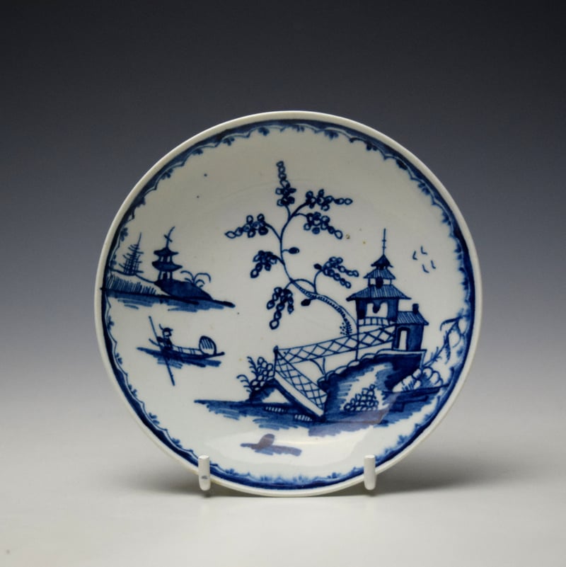 Lowestoft Trellis Fence and Pagoda Pattern Teabowl and Saucer c1767-72 (8)