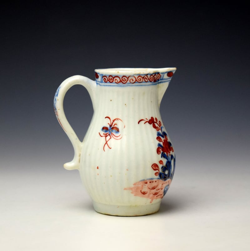 Lowestoft Two Bird Pattern Ridged Sparrow Beak Jug c1790-95 (3)
