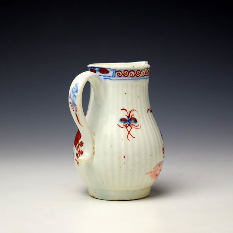 Lowestoft Two Bird Pattern Ridged Sparrow Beak Jug c1790-95 (4)