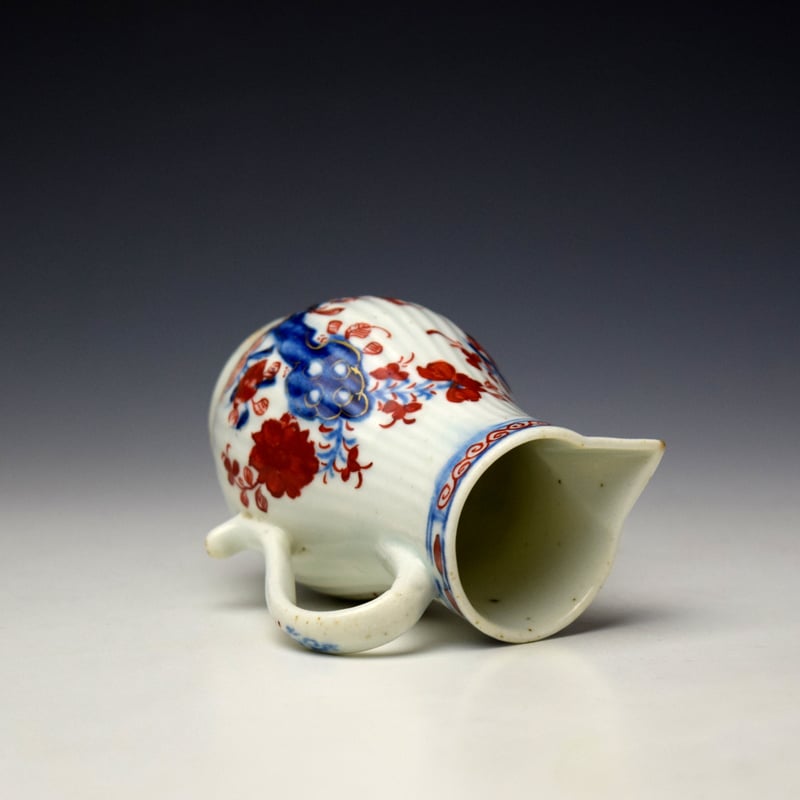 Lowestoft Two Bird Pattern Ridged Sparrow Beak Jug c1790-95 (5)