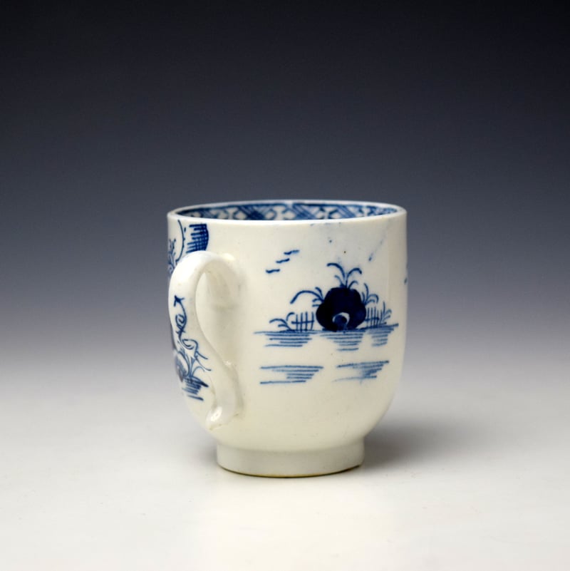 Lowestoft Two House Landscape Pattern Coffee Cup and Saucer c1785-90 (5)