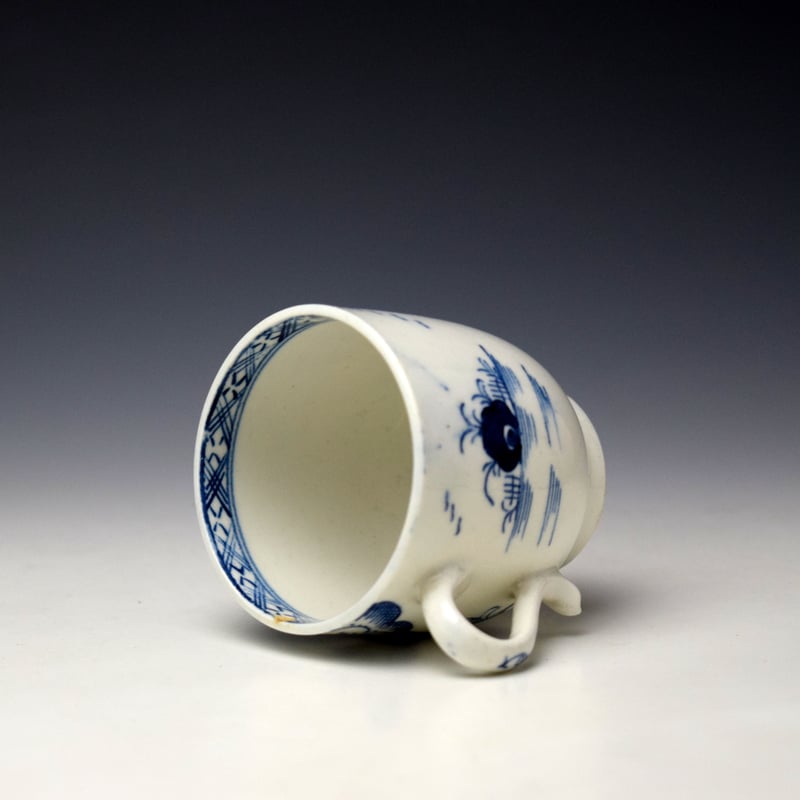 Lowestoft Two House Landscape Pattern Coffee Cup and Saucer c1785-90 (7)