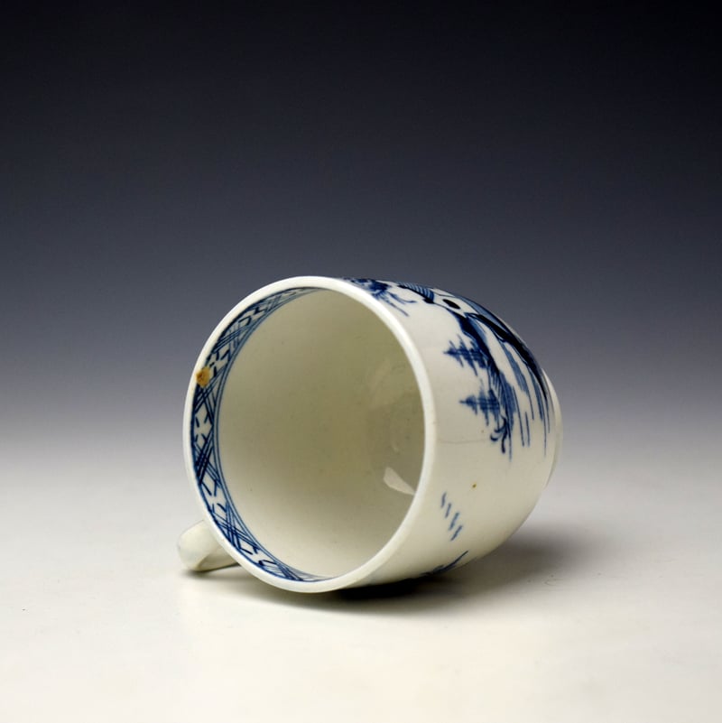 Lowestoft Two House Landscape Pattern Coffee Cup and Saucer c1785-90 (8)