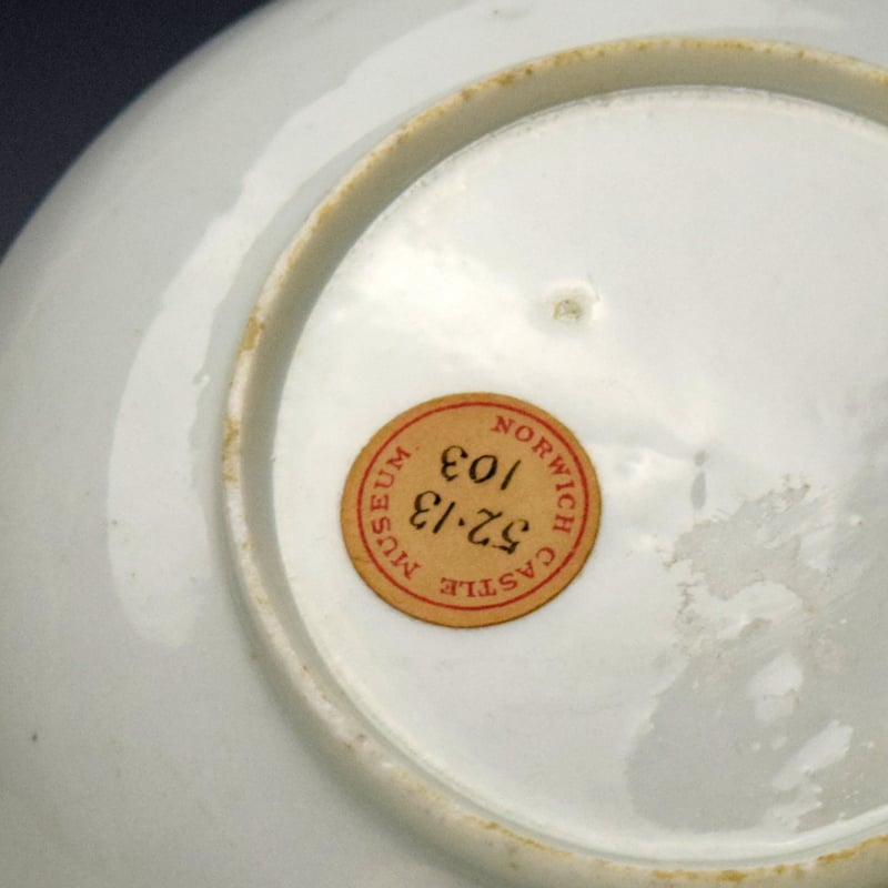 Lowestoft Two House Landscape Pattern Saucer c1785-90 Ex Norwich Castle Museum Collection (3)