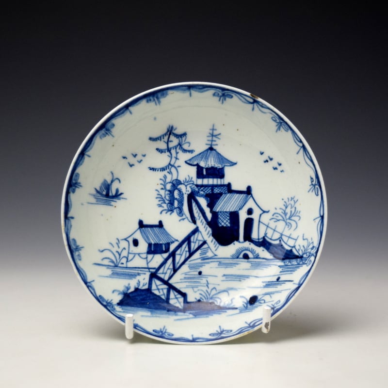 Lowestoft Two House and Pagoda Pattern Trio c1785-90 (14)