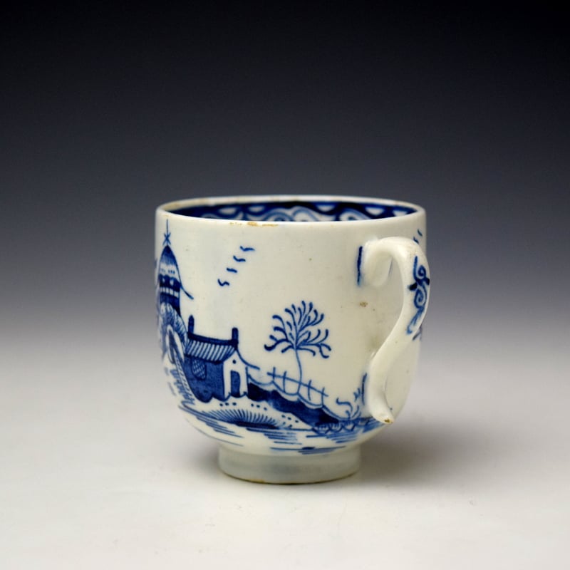 Lowestoft Two House and Pagoda Pattern Trio c1785-90 (5)
