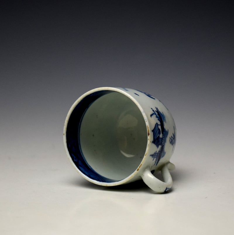 Lowestoft Two Pagoda and Cherry Tree Pattern Coffee Cup and Saucer c1790-95 (7)