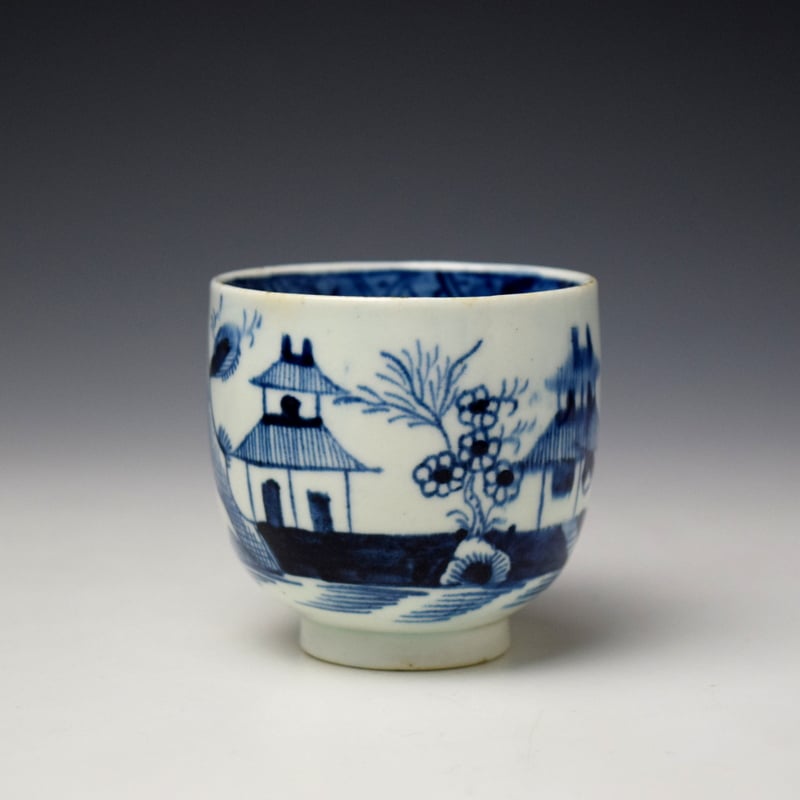 Lowestoft Two Pagoda and Cherry Tree Pattern Coffee Cup c1790-95 (2)