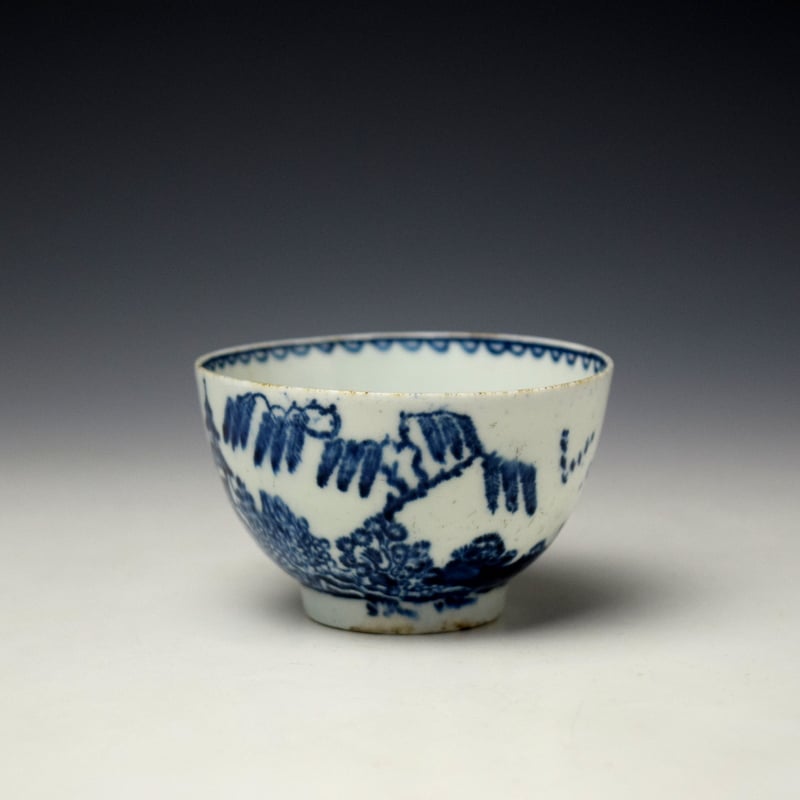 Lowestoft Two Pagoda and Man Fishing Pattern Teabowl c1785-95 (5)