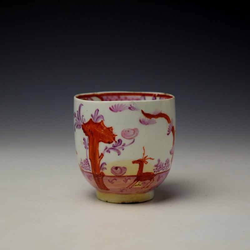 Lowestoft Two Stag Pattern Coffee Cup c1785 (2)