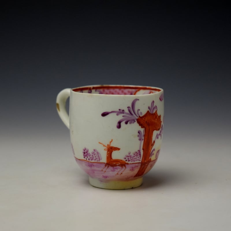 Lowestoft Two Stag Pattern Coffee Cup c1785 (3)