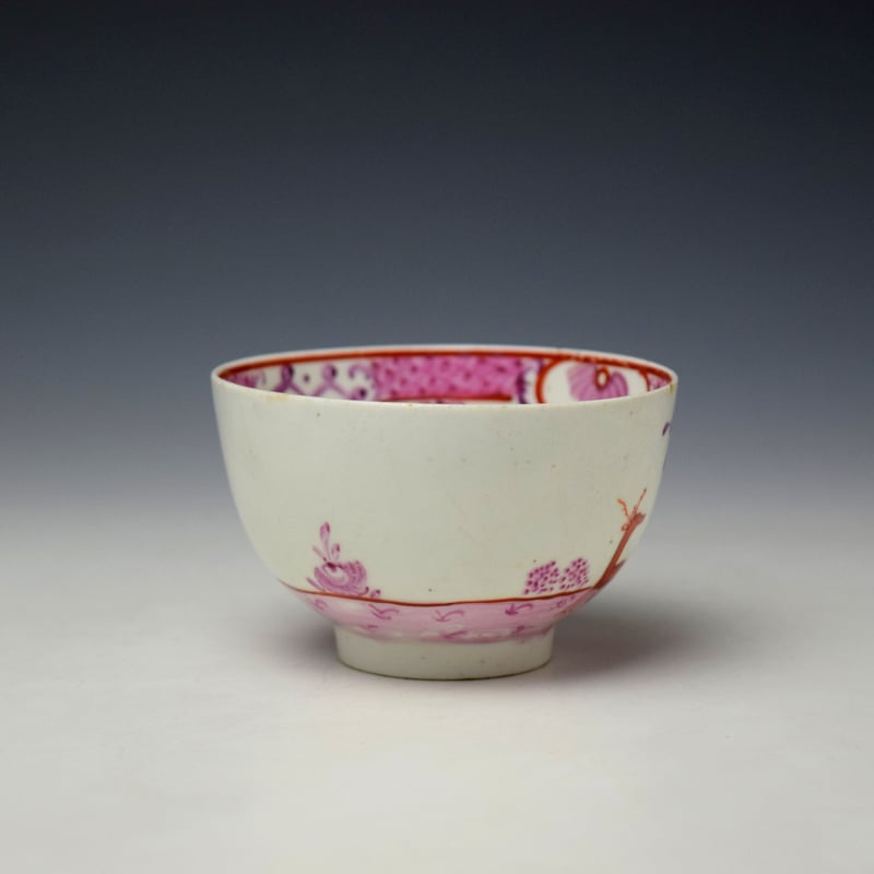 Lowestoft Two Stag Pattern Teabowl and Saucer c1785 (3)