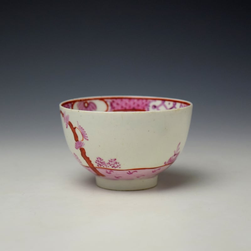 Lowestoft Two Stag Pattern Teabowl and Saucer c1785 (4)