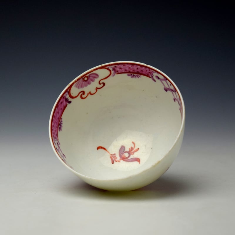 Lowestoft Two Stag Pattern Teabowl and Saucer c1785 (6)