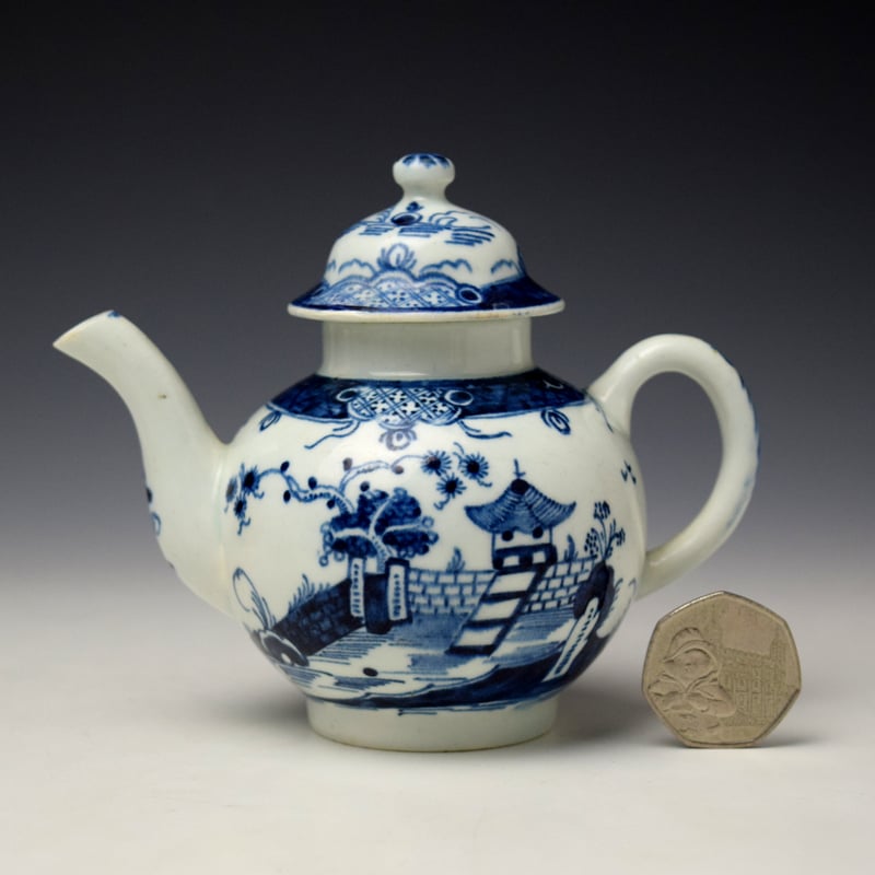 Very Rare Walled Garden Pattern Miniature Teapot and Cover c1790-95