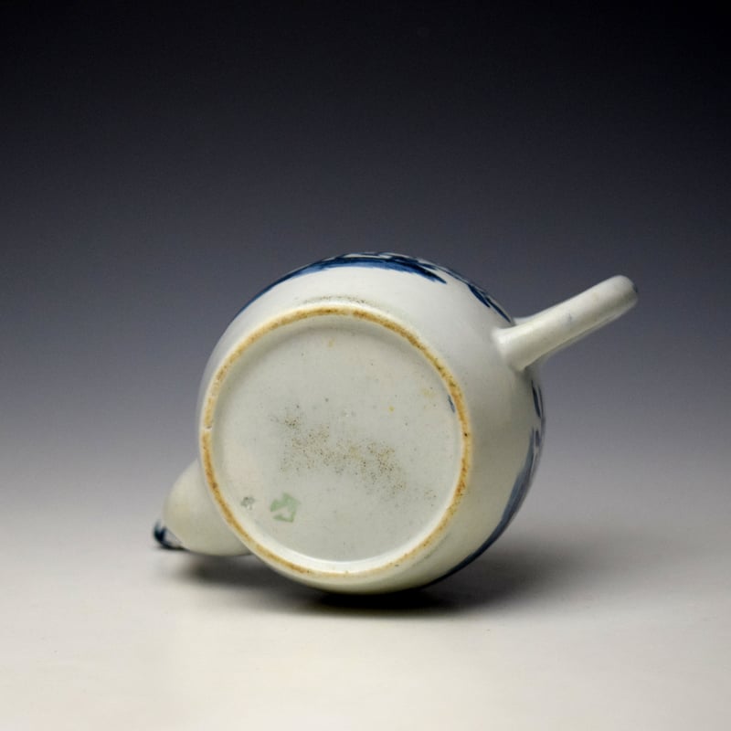Lowestoft Zig Zag Fence Rock Peony and Willow Pattern Barrel Shaped Teapot and Cover c1762-65 (9)