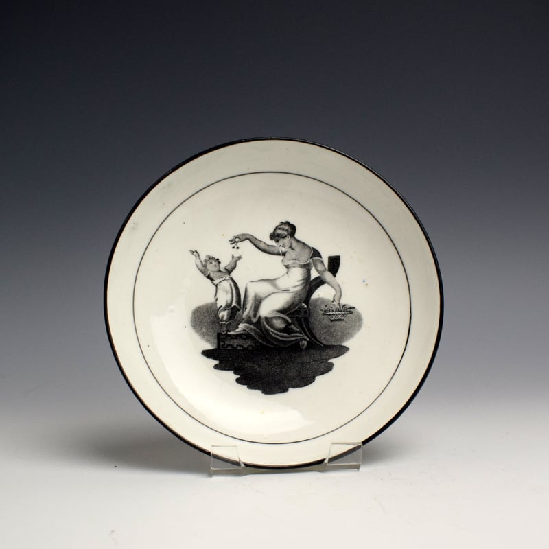 Newhall Black Printed Pattern 1109 Cup and Saucer c1820 (2)