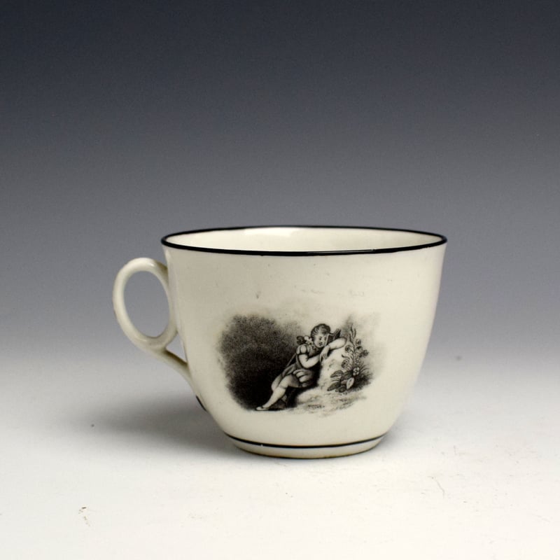 Newhall Black Printed Pattern 1109 Cup and Saucer c1820 (5)