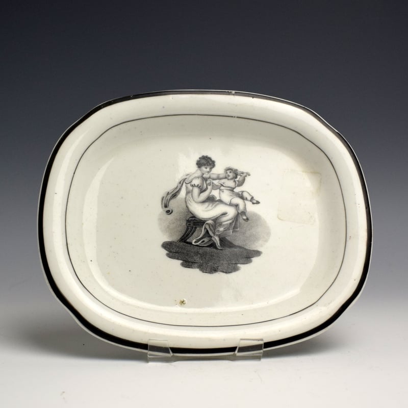 Newhall Black Printed Teapot, Cover and Standc1820 (3)