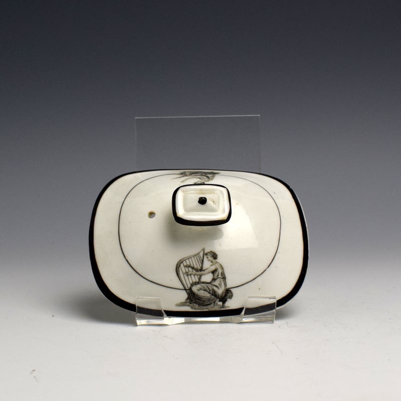 Newhall Black Printed Teapot, Cover and Standc1820 (6)