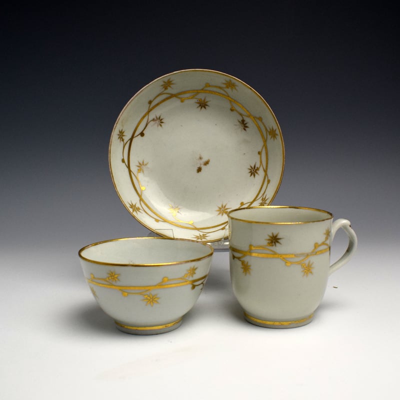 Newhall Gilt Decorated Trio c1790