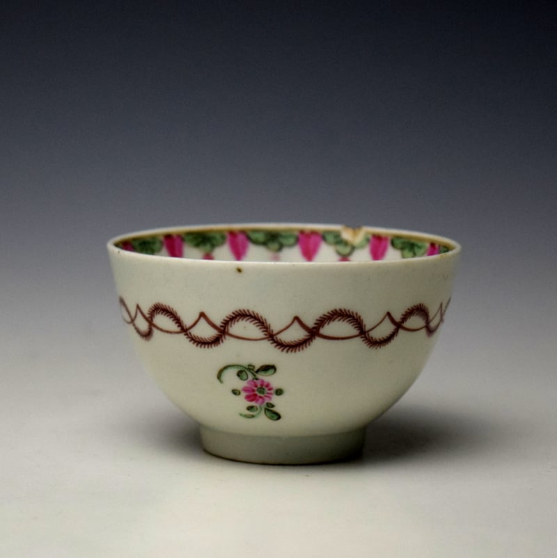 Pink Floral Spray Polychrome Coffee Cup C1780-85 (4)