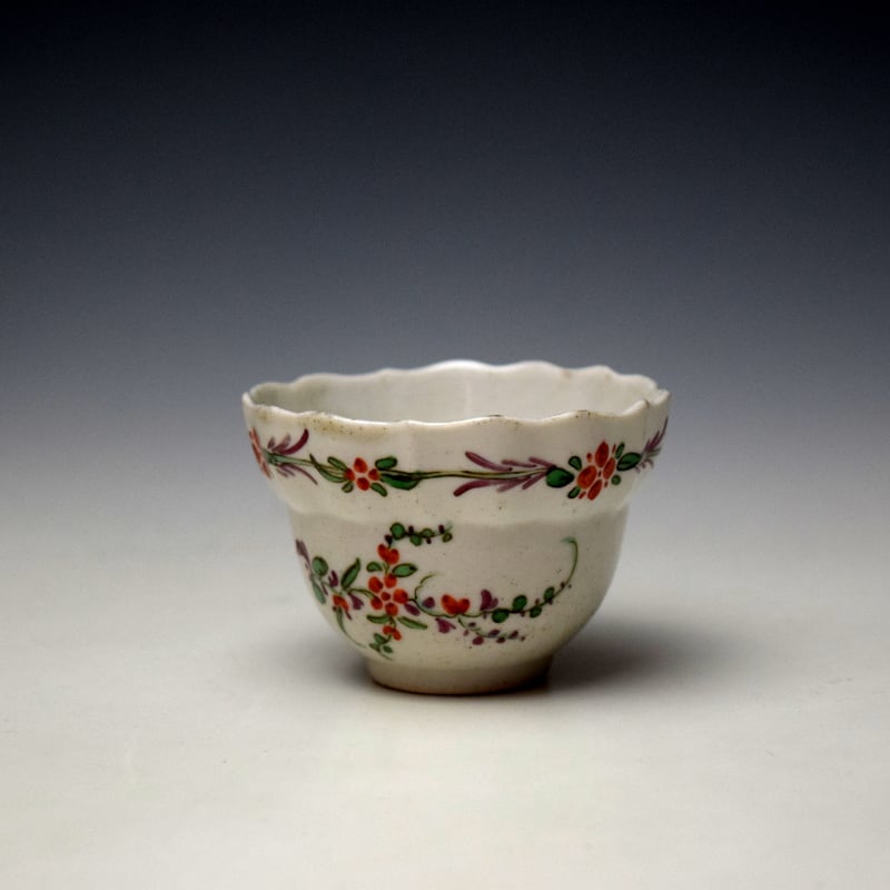 Plymouth Floral Sprays Pattern Teabowl and Saucer c1768-70 (2)