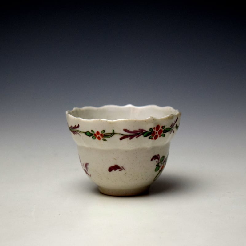 Plymouth Floral Sprays Pattern Teabowl and Saucer c1768-70 (3)