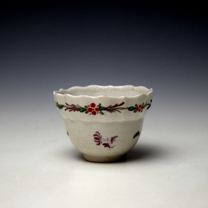 Plymouth Floral Sprays Pattern Teabowl and Saucer c1768-70 (4)