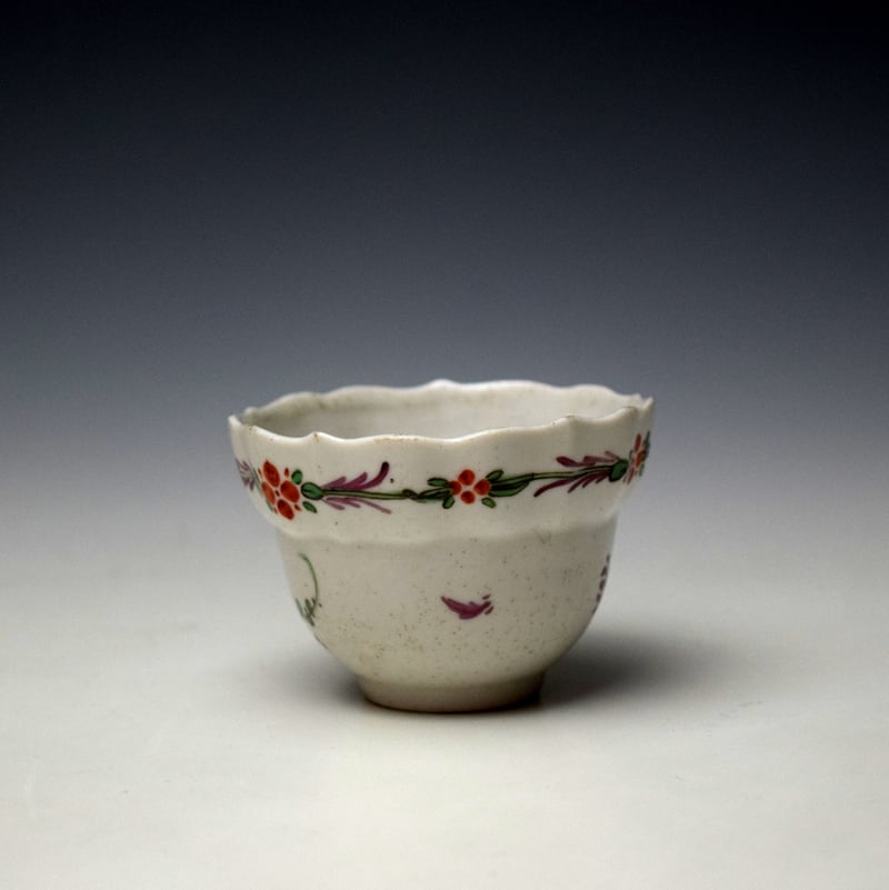 Plymouth Floral Sprays Pattern Teabowl and Saucer c1768-70 (5)