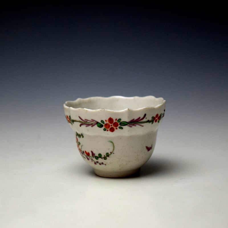 Plymouth Floral Sprays Pattern Teabowl and Saucer c1768-70 (6)