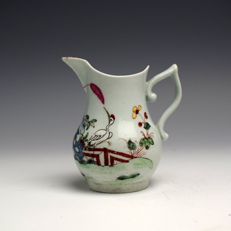 Rare Crane on a Fence Pattern Cream Jug c1758-60