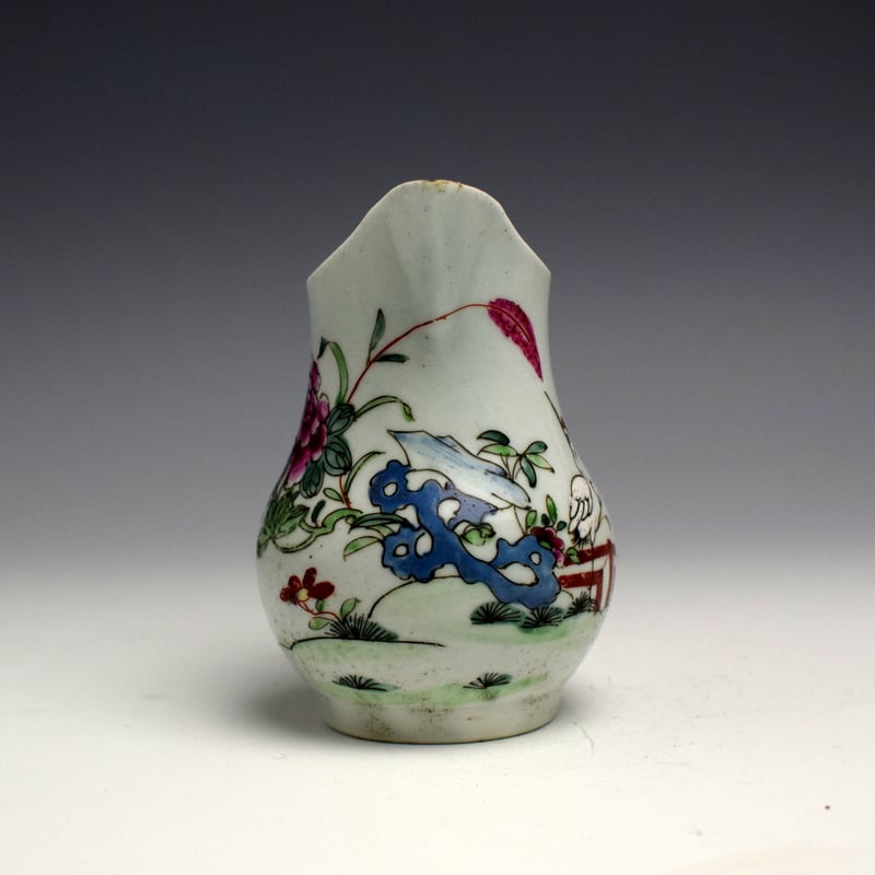 Rare Chaffers White Bird on a Fence Pattern Cream Jug c1760 (2)