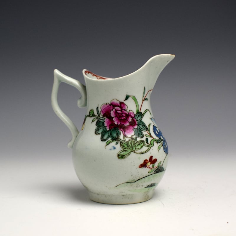 Rare Chaffers White Bird on a Fence Pattern Cream Jug c1760 (3)