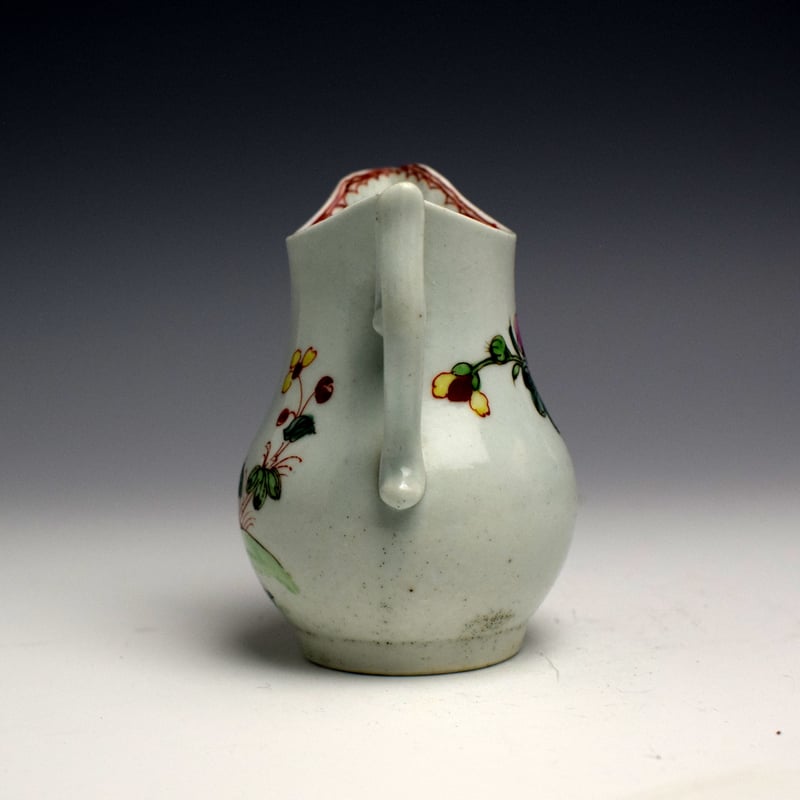 Rare Chaffers White Bird on a Fence Pattern Cream Jug c1760 (4)