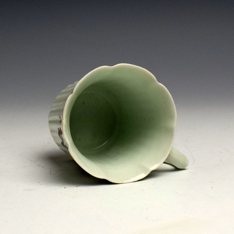 Rare Early Worcester Ribbed Floral Pattern Coffee Cup c1753 (5)