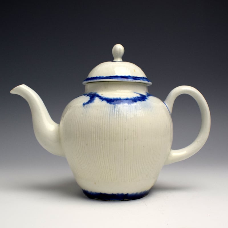 Very Rare Ribbed West Pans Teapot c1765