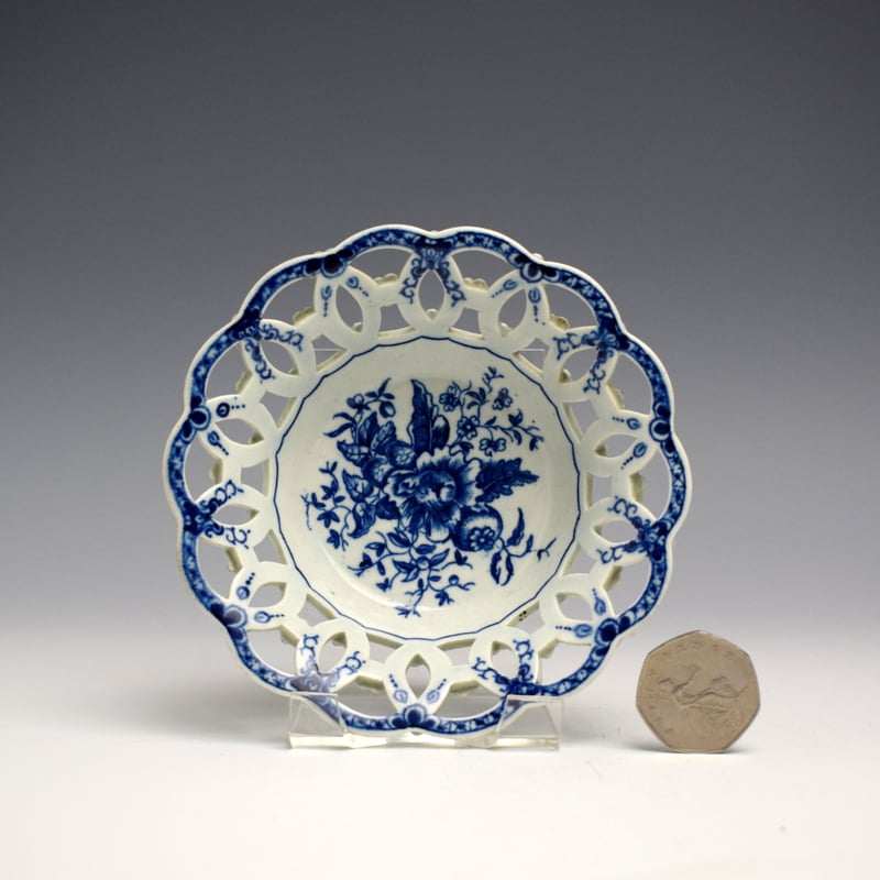 Rare Very Small Pinecone Pattern Pierced Basket c1765