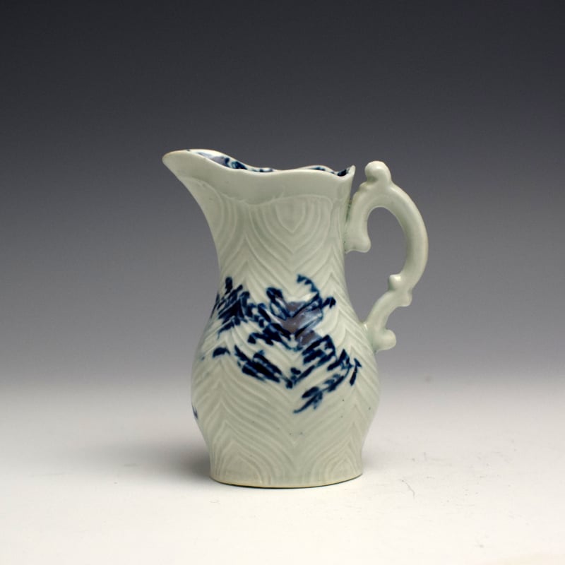 Early Feather Mould Floral Pattern Cream Jug c1756