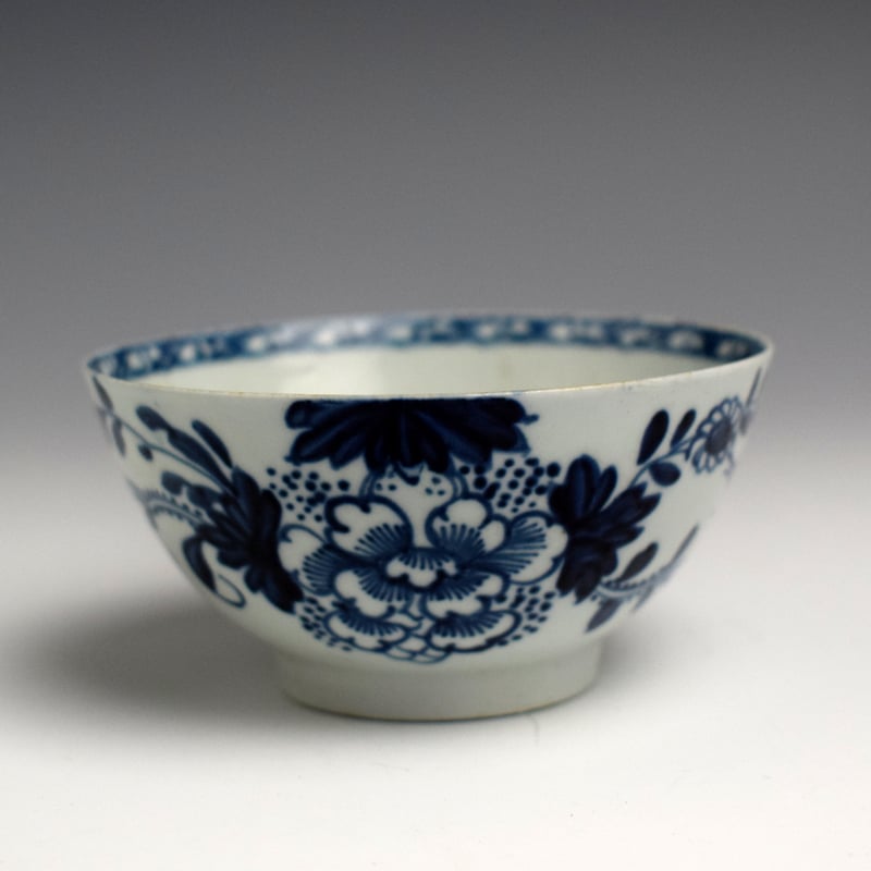 Richard Chaffers Teabowl & Saucer with Bird On A Branch Pattern c1760 (1)