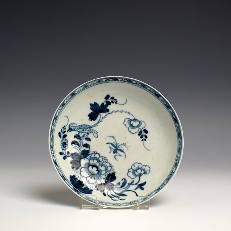Richard Chaffers Teabowl & Saucer with Bird On A Branch Pattern c1760 (2)