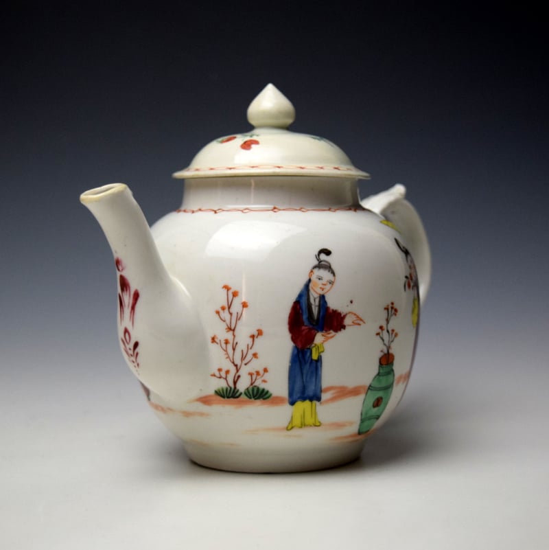 Richard Champion Bristol Mandarin Pattern Teapot and Cover c1770-80 (2)