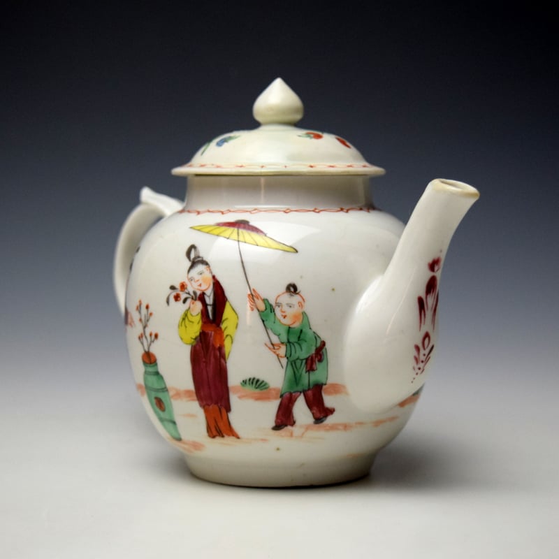 Richard Champion Bristol Mandarin Pattern Teapot and Cover c1770-80 (3)