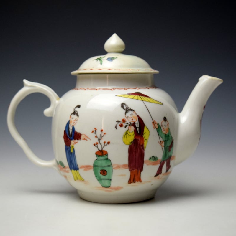 Richard Champion Bristol Mandarin Pattern Teapot and Cover c1770-80 (4)