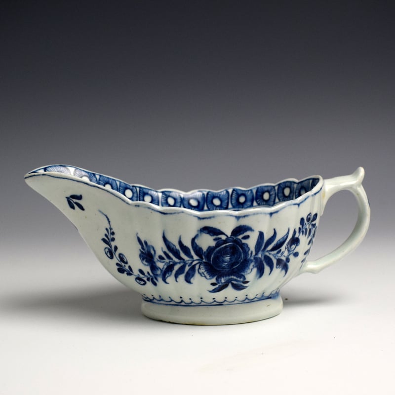 Sauceboat Hand Painted With Rose Pattern c1775