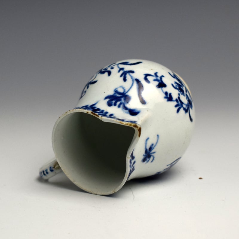 Sparrow Beak Jug of Small Size Painted with Flower Sprays and Insects c1760 (2)