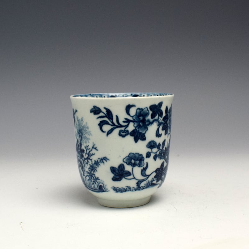 Unusual Large Worcester Fence Pattern Coffee Cup c1770 (2)
