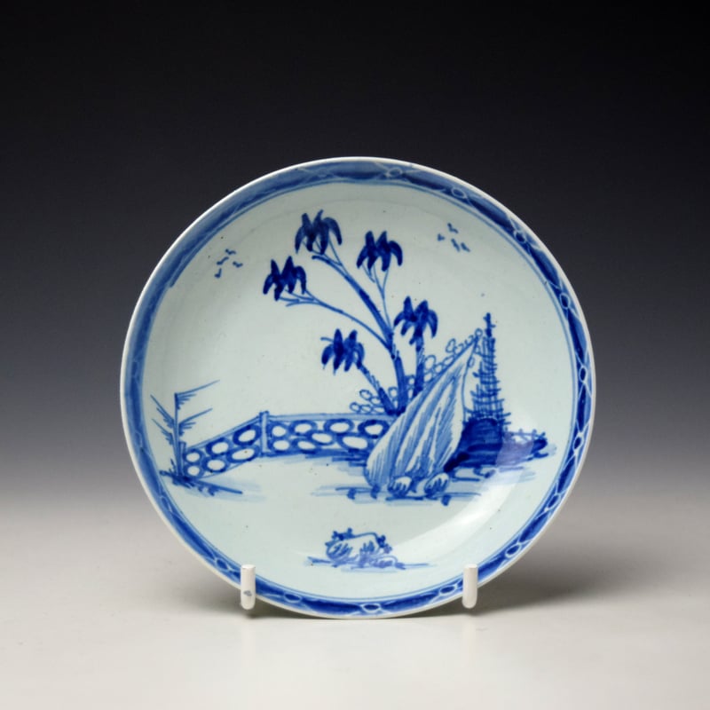 Very Rare Vauxhall Angled Fence and Bamboo Pattern Saucer 1755-58