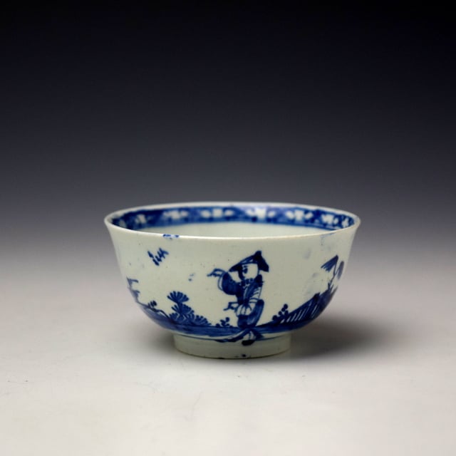 Vauxhall Chinaman and Fence Pattern Teabowl and Saucer c1755-60 (2)